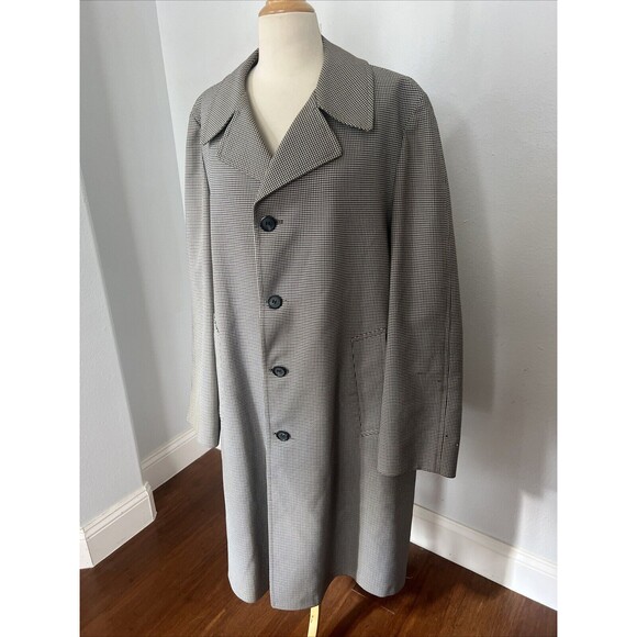 VTG London‎ Fog Men's Houndstooth Single Breast Overcoat 42 Long - Picture 2 of 11